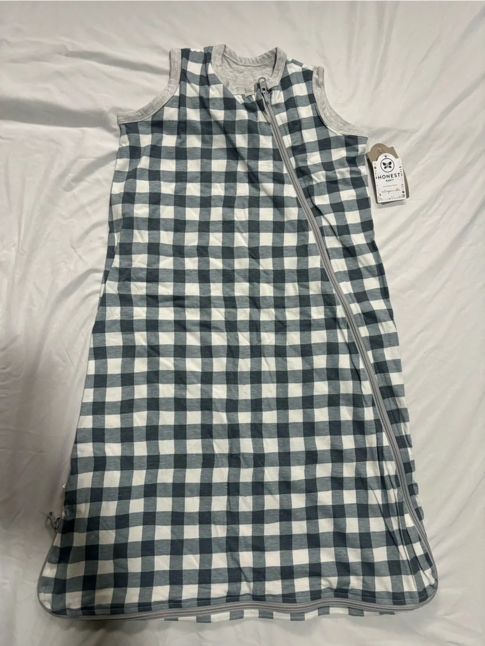 Kids grey and White Gingham Sleep Sack - honest